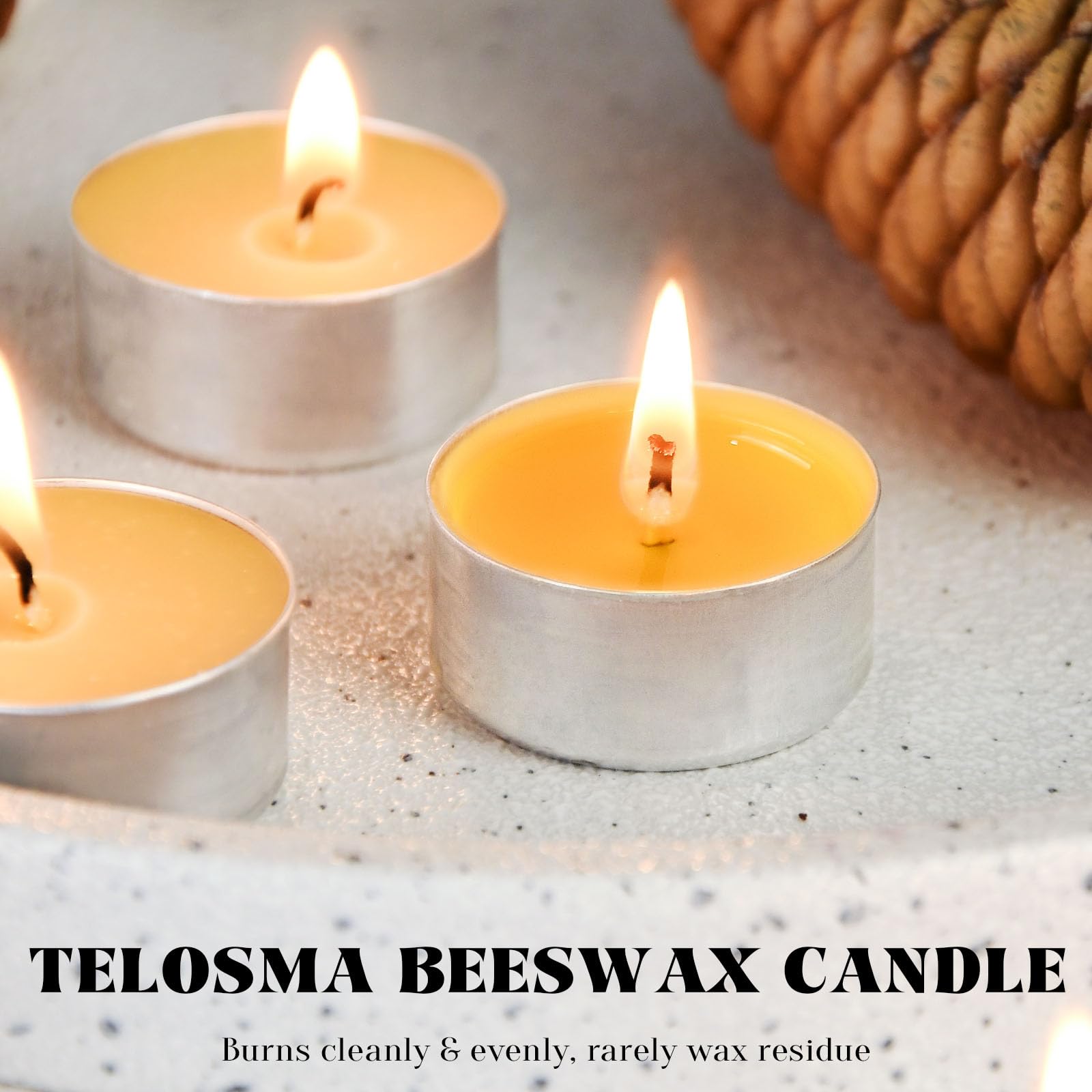 Velas de cera de abeja natural en taza de aluminio de metal, vela pequeña orgánica, aroma natural, sin humo, 5 horas de combustión, color amarillo, paquete de 12