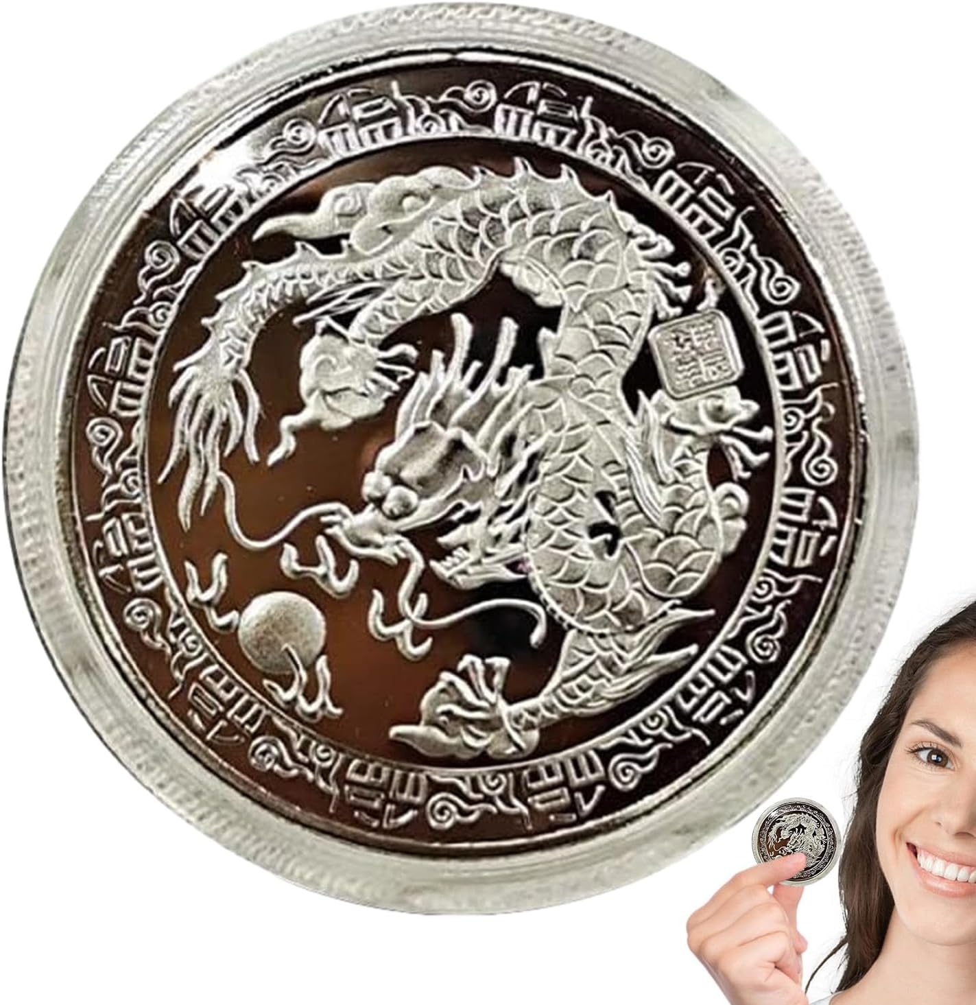 퍼즐 게임 드래곤 골드 실버 코인 - 골든 조디악 드래곤 실버 코인 - 기념품 예술 및 비즈니스 선물을 위한 중국 조디악 배지 기념  동전-Freehip.co.kr