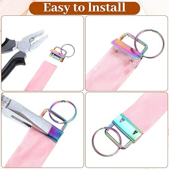 72 Pcs 1 Inch Key Fob Hardware Set, Metal Keyfobs Hardware Bulk for Keychains, 6 Colors Keychain Making Hardware Set for Wristlet, Lanyard and Key Chain Making