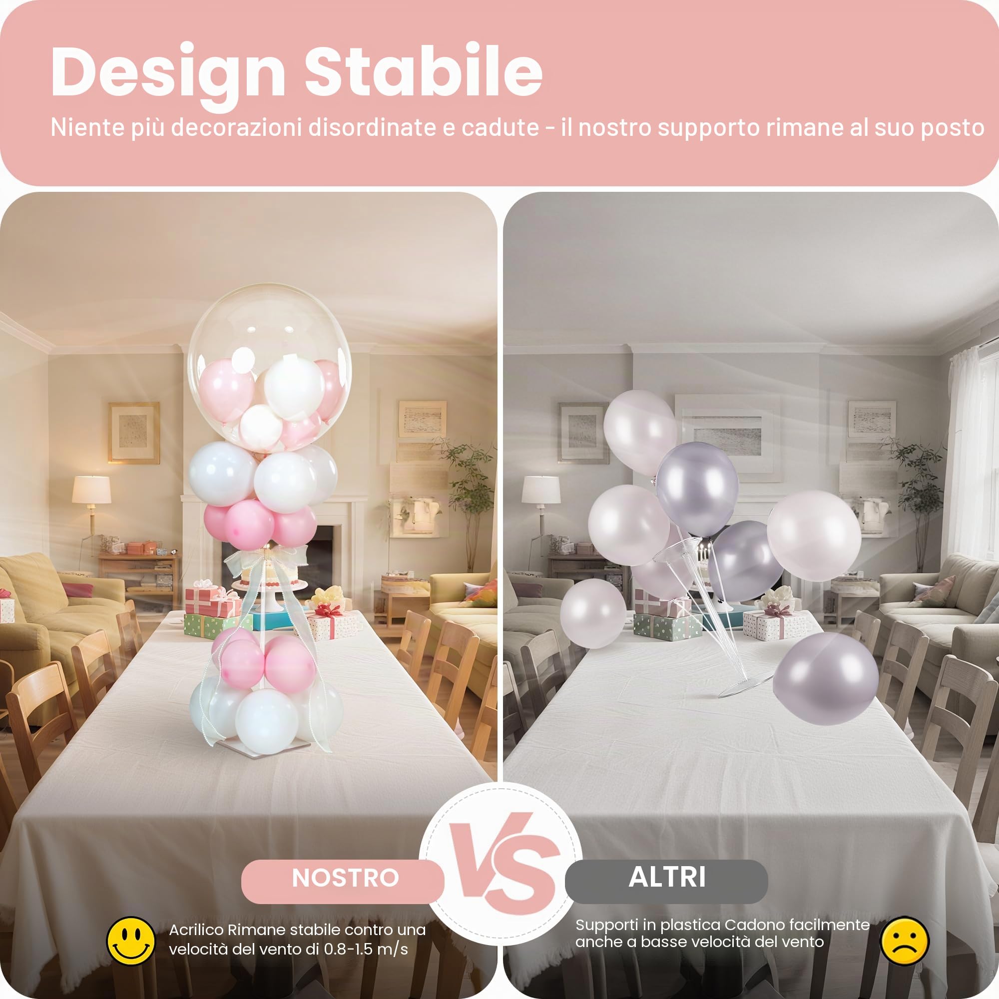 YALLOVE Supporto per Palloncini in Acrilico per Tavolo Altezza Regolabile 40cm 60cm Supporto per Bastoncini di Palloncini con Base per Decorazioni Tavolo Pavimento Matrimoni Compleanni Feste,10 Pezzi