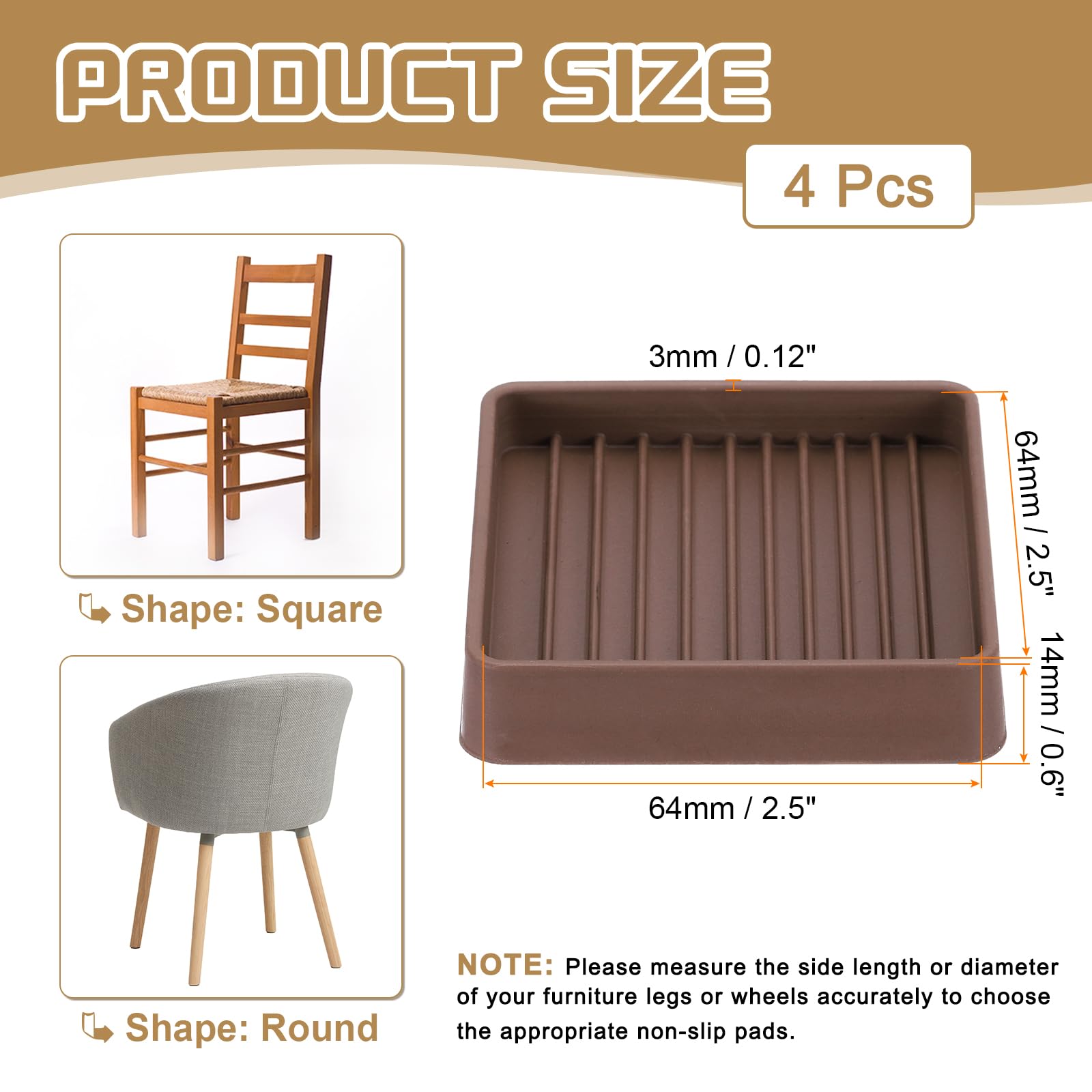 PATIKIL 2.5 Inch Rubber Furniture Pads - Image 2