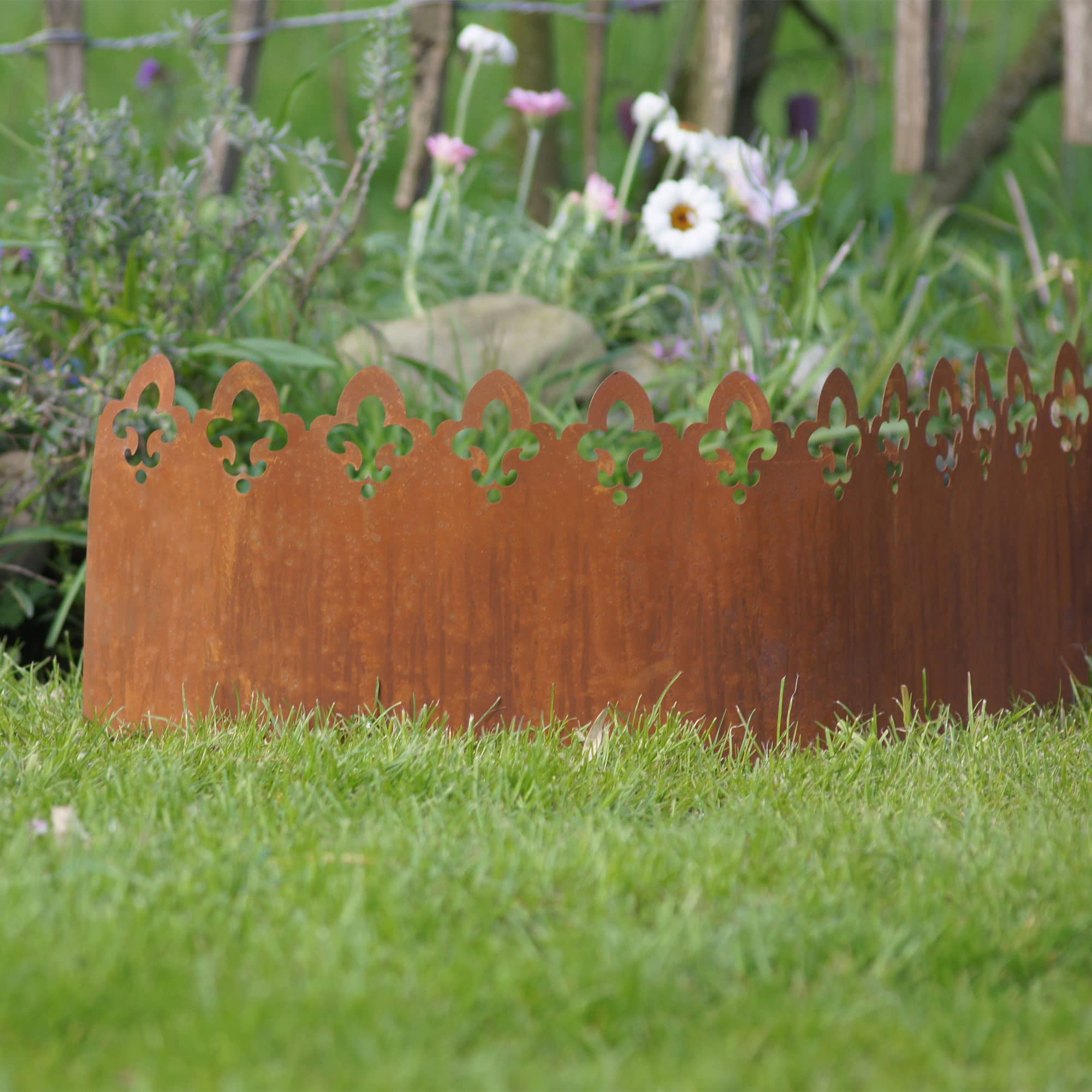 UNUS Giardino, prato e metallo, effetto decorativo, per aiuole, antiruggine, bordo letto, 21 x 500 cm, marrone