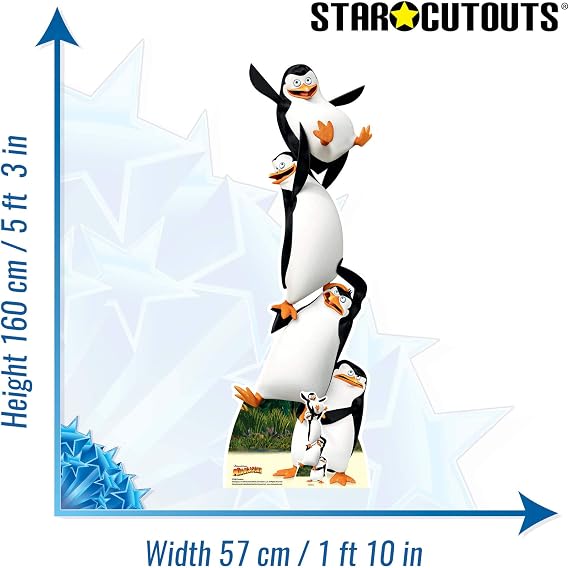Star Cutouts Ltd SC969 Madagascar Penguins Topsy Turvy, Cardboard, Multi Colour, 160 x 57 x 160 cm