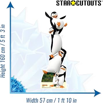 Star Cutouts Ltd SC969 Madagascar Penguins Topsy Turvy, Cardboard, Multi Colour, 160 x 57 x 160 cm