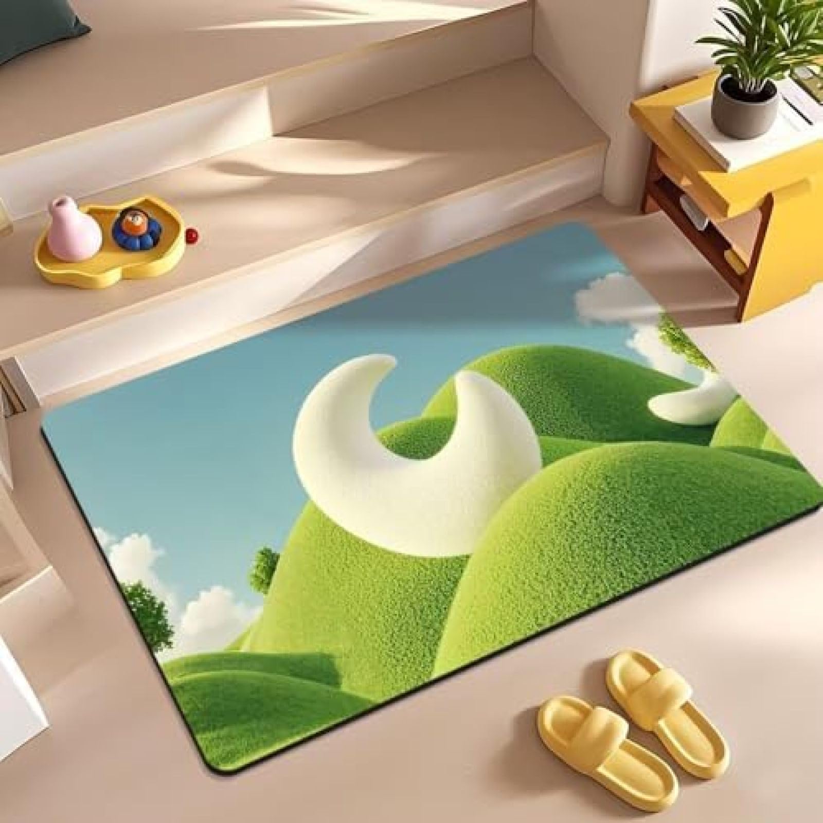 Tapis de douche anti moule en diatomite lune super absorbante