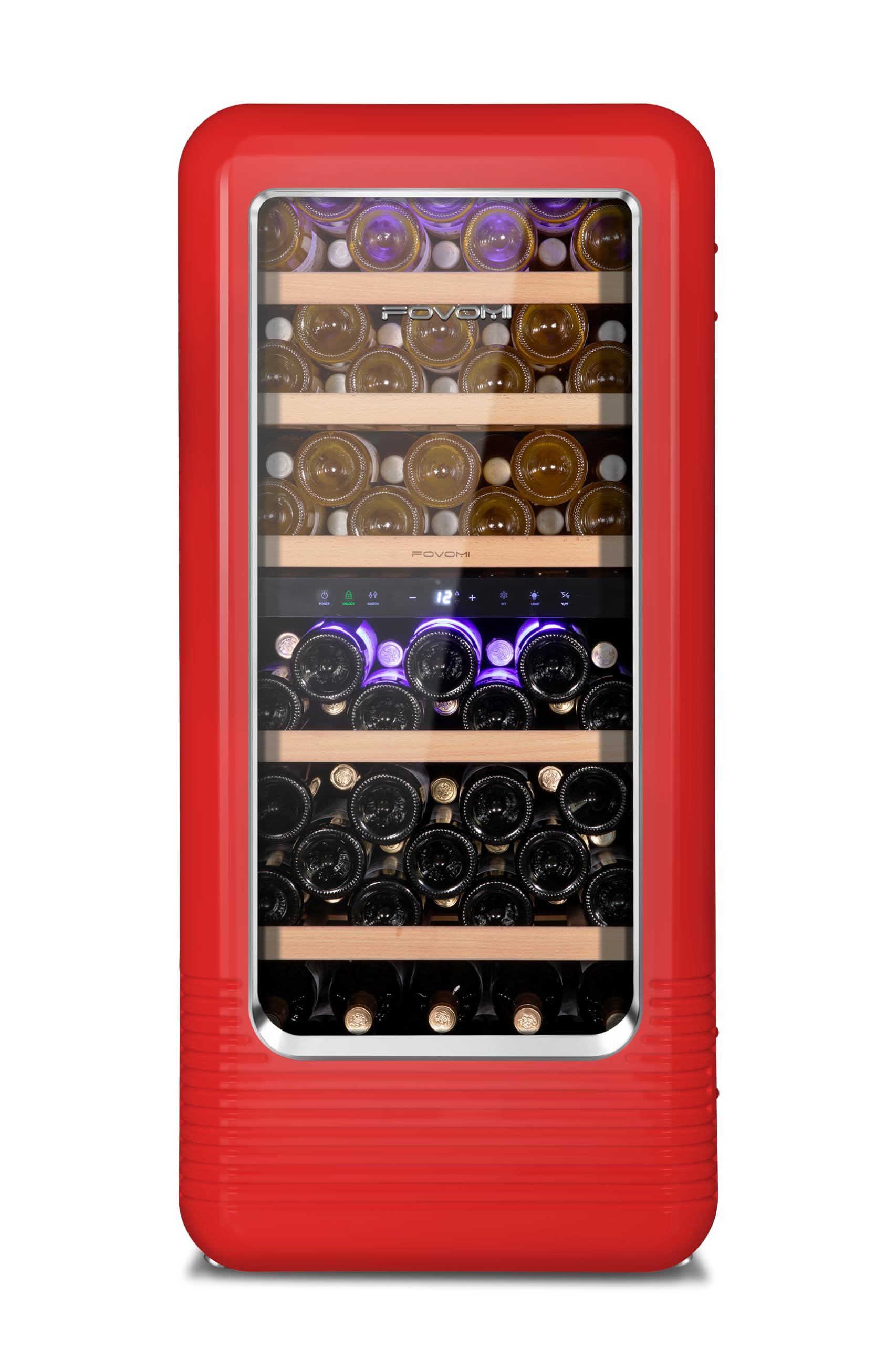 FOVOMI Wine Fridge 91-bottle Large Wine Cooler Refrigerators Red