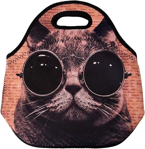 Wrapables Bolsa de almuerzo de neopreno aislada, gato loco