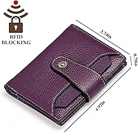 Vista 3 de FALAN MULE - Cartera de cuero auténtico para mujer, pequeña plegable , compacta, con interferencia de radiofrecuencia (RFID)