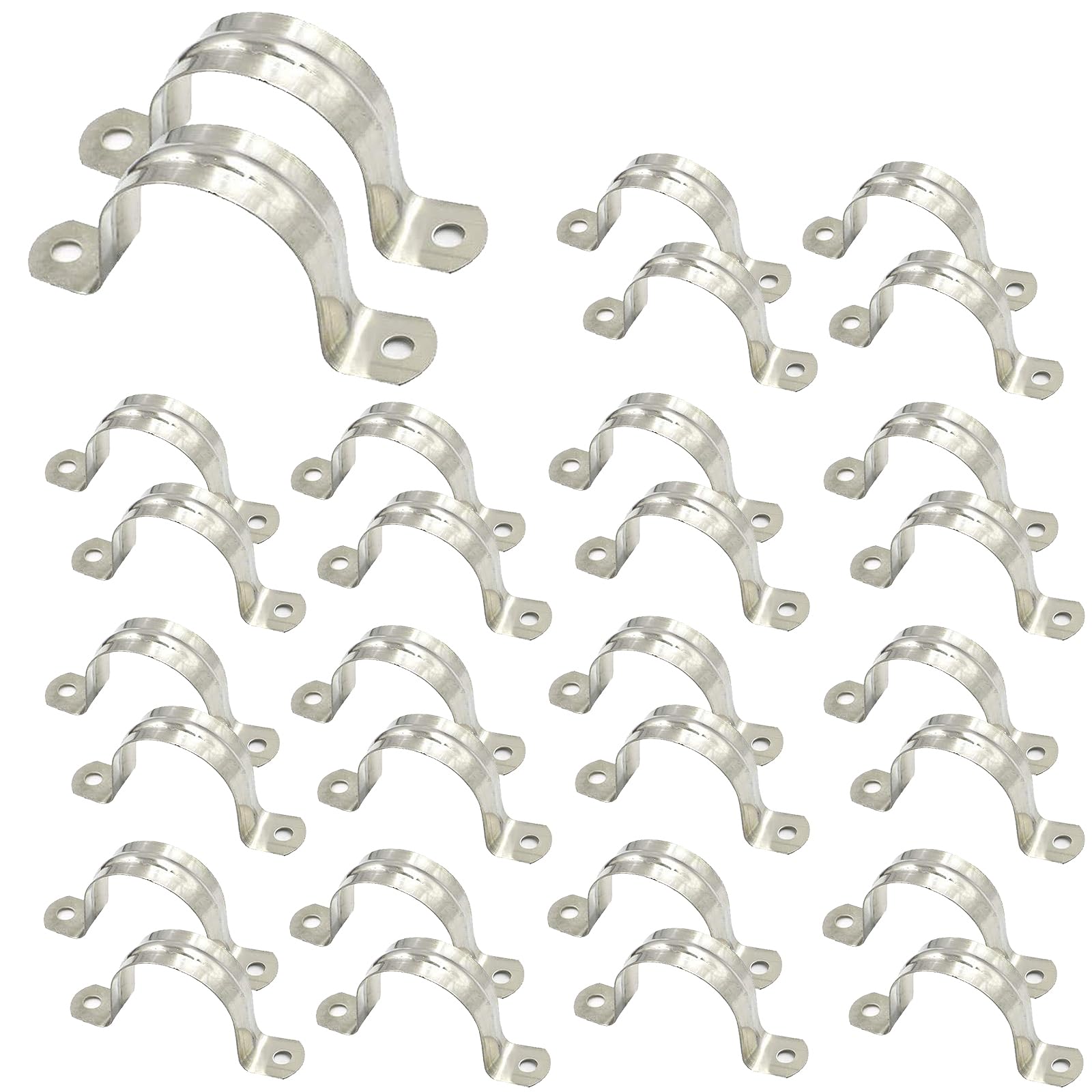 LC LICTOP 1 - 5/8" (40mm) Two Hole Strap U-Bracket Stainless Steel Rigid Pipe Strap Clamp(30Pcs)