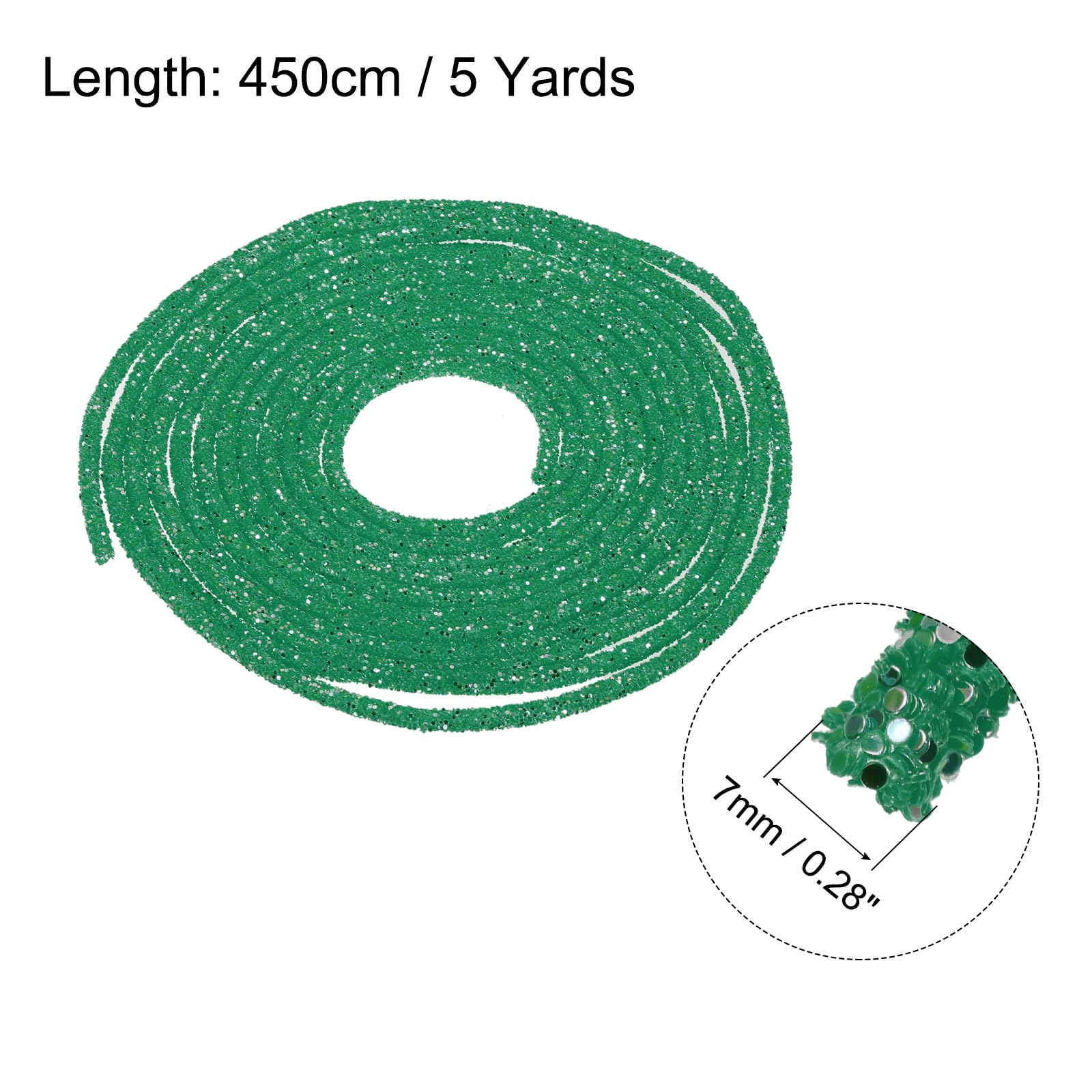 sourcing map 5 Yard 6mm 0.24 inch Glitter Sequins Rope Sequins Rhinestone Tube Cord for DIY Wedding Dresses Costume Clothing Shoes Jewelry Accessory Clear White — view 48