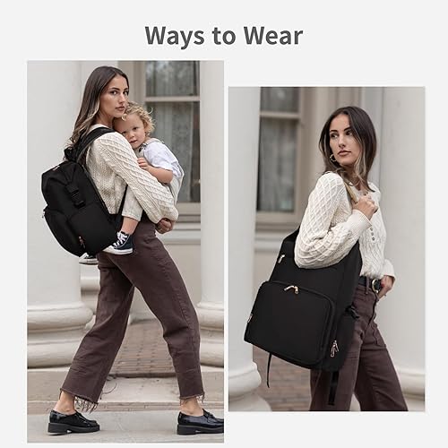 Miniatura 3 de CEI-CEI Bolsa de pañales de neopreno, mochila grande de maternidad para recién nacidos, mochila de viaje impermeable para mamá papá con bolsillos