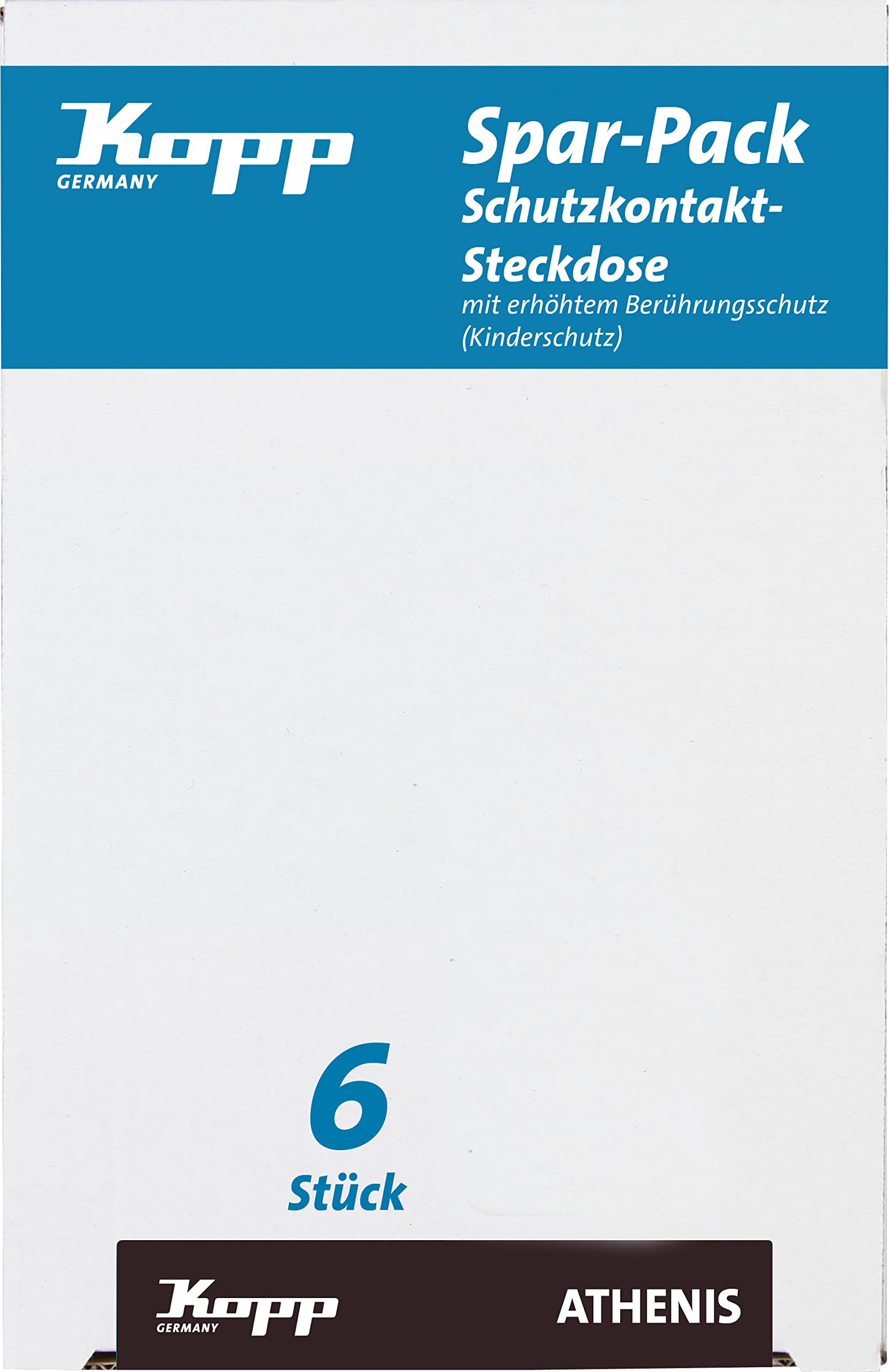 Kopp Athenis Socket with Increased Contact Protection, Pure White, Pack of 6 Pieces, 943029056