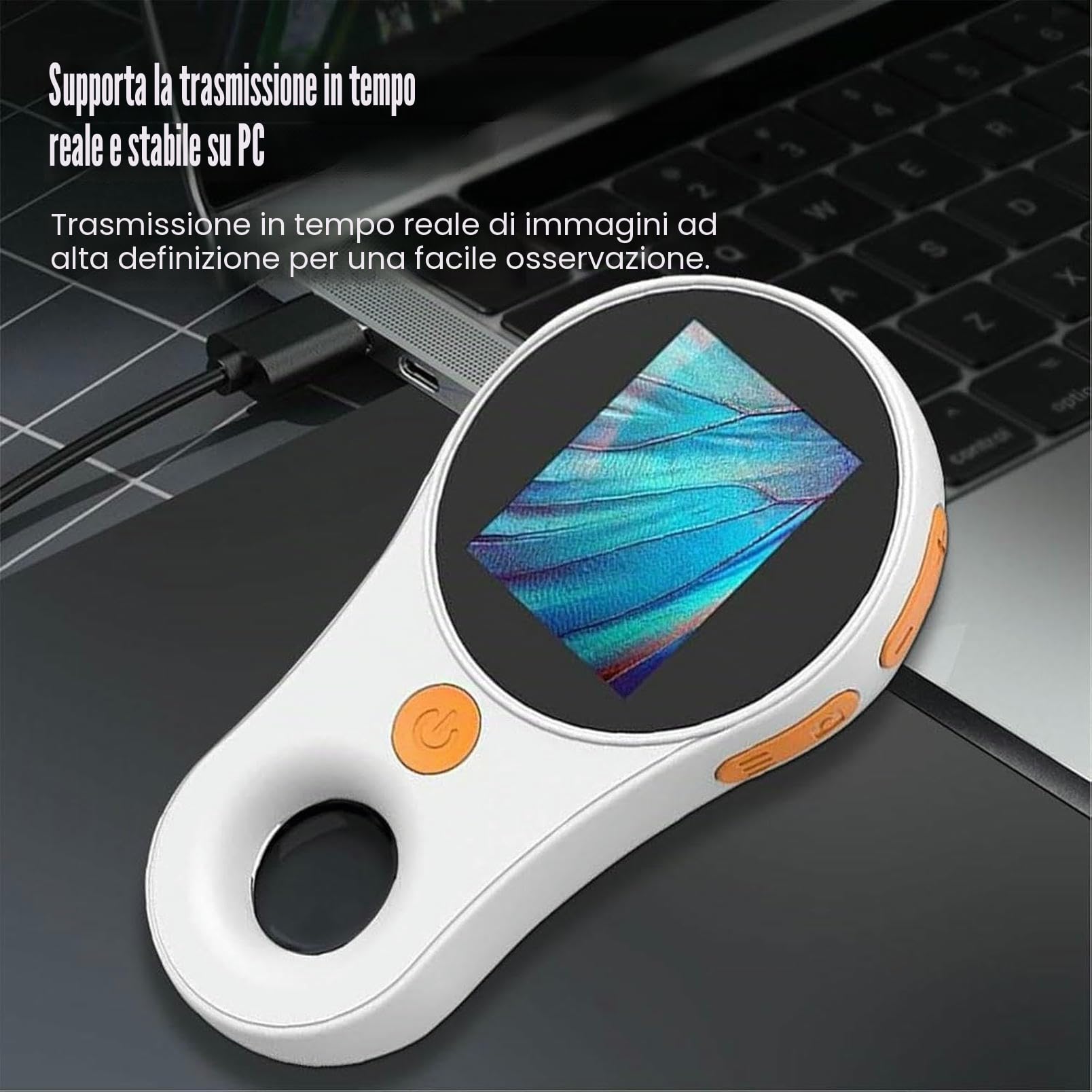 Analizzatore Cutaneo Dermatoscopio Portatile, con Schermo 1080P E 8 LED, Microscopio Digitale Wireless con Lente d'Ingrandimento 500X per Cuoio Capelluto E Pelle del Viso