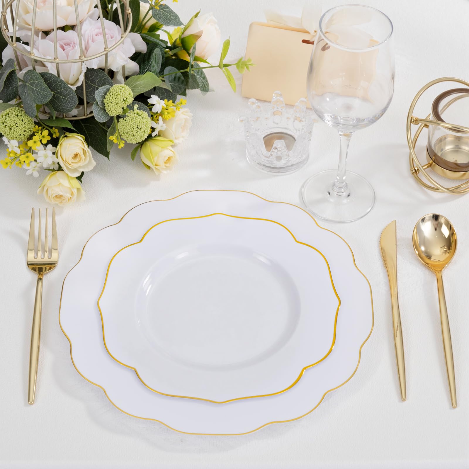 bUCLA White & Gold Disposable Plates - 180 Piece Set -6