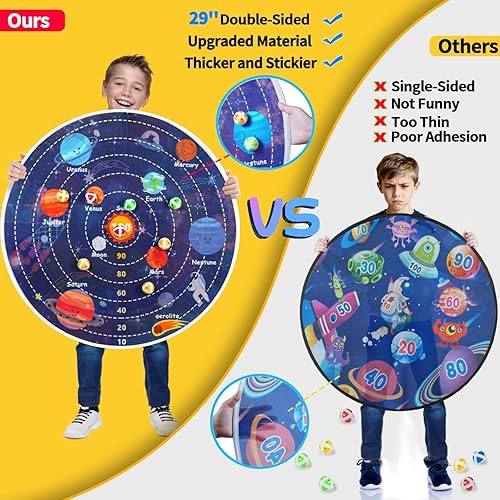 Miniatura 7 de Tablero de dardos LED grande 2 en 1 de 29 pulgadas para niños de 8 a 12 juegos con 12 bolas adhesivas LED, juegos de interior y exterior para niños