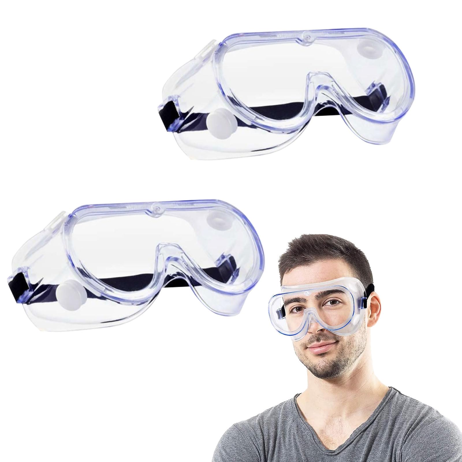 KARELLS Gafas de Seguridad,Gafas Antipolvo Transparente,2 PCS Gafas Proteccion Trabajo Antivaho,Gafas de Seguridad Para Trabajo,Gafas Para Carpintería,Contra el Polvo,manchas y agentes contaminantes