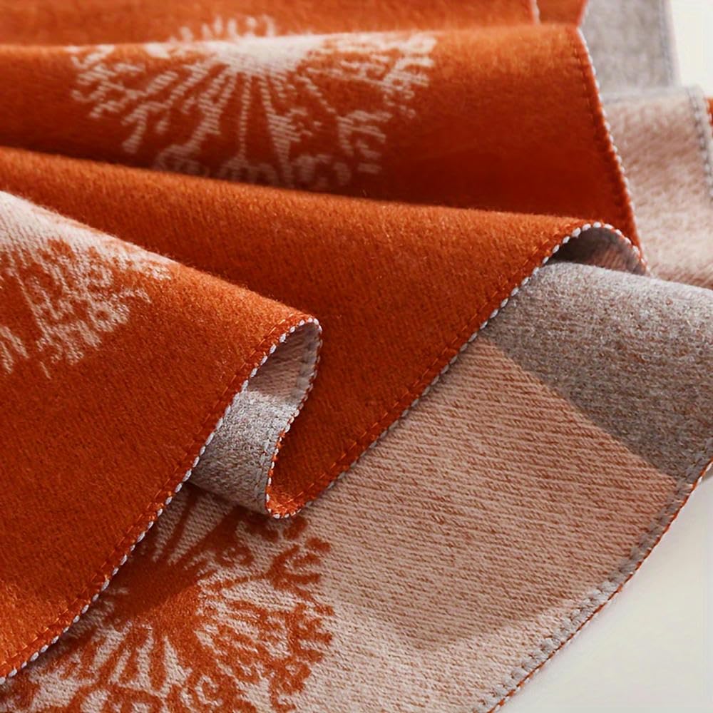 SYJYM Elegante Bufanda de Jacquard de Doble Cara para Mujer, Gruesa, cálida, Resistente al Viento, con borlas, diseño de Bloques de Colores versátiles, Estilo Elegante