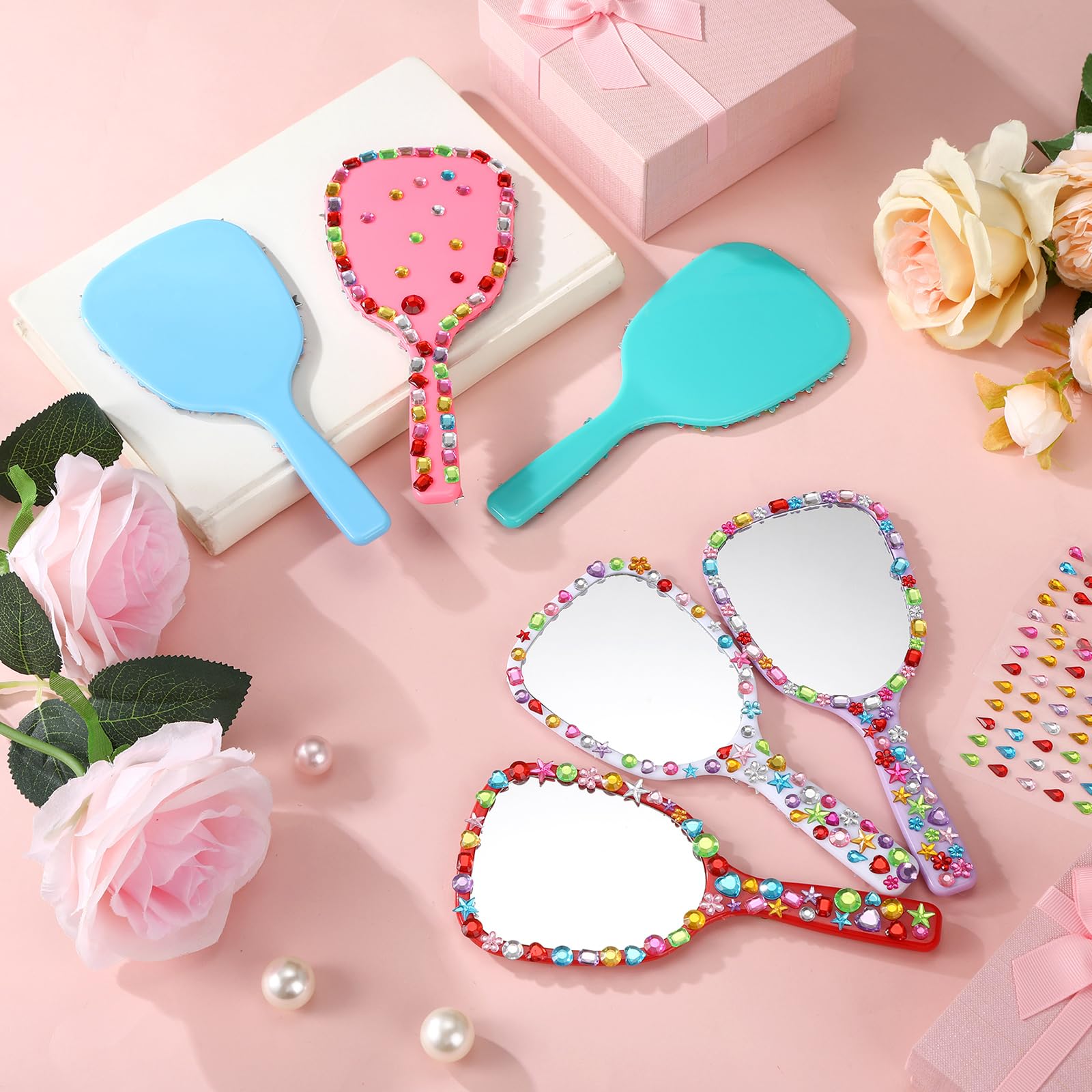 Wonderjune 24 Pcs Handheld Mirror DIY Decorate Your Own Mermaid Princess Mirror for Classroom Princess Birthday Party Favors Crafts Mermaid Game Decorations Supplies