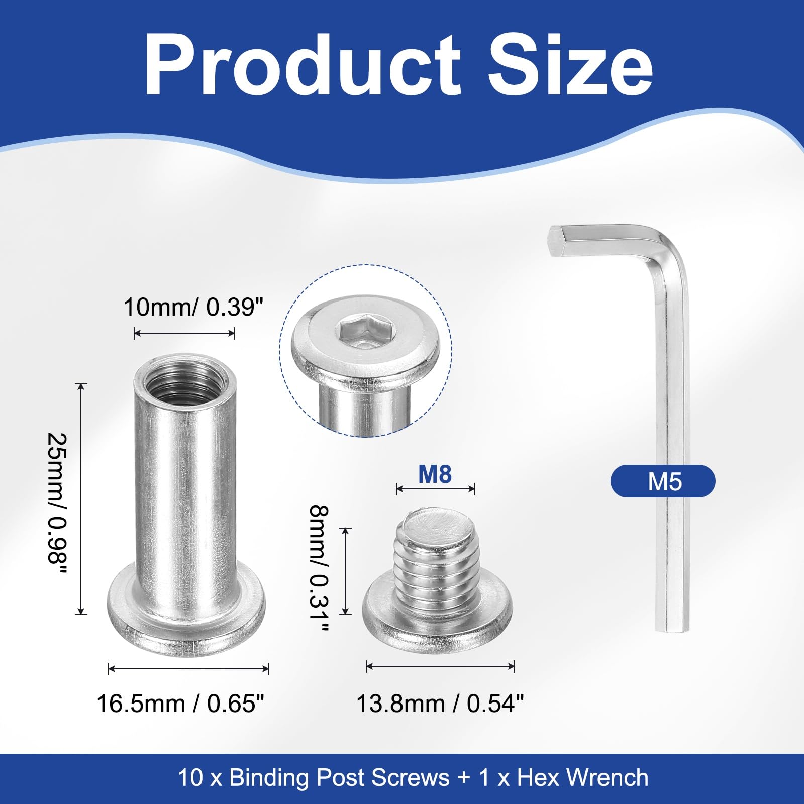 PATIKIL M8x8mm Hex Chicago Screws 10x25mm - Image 2