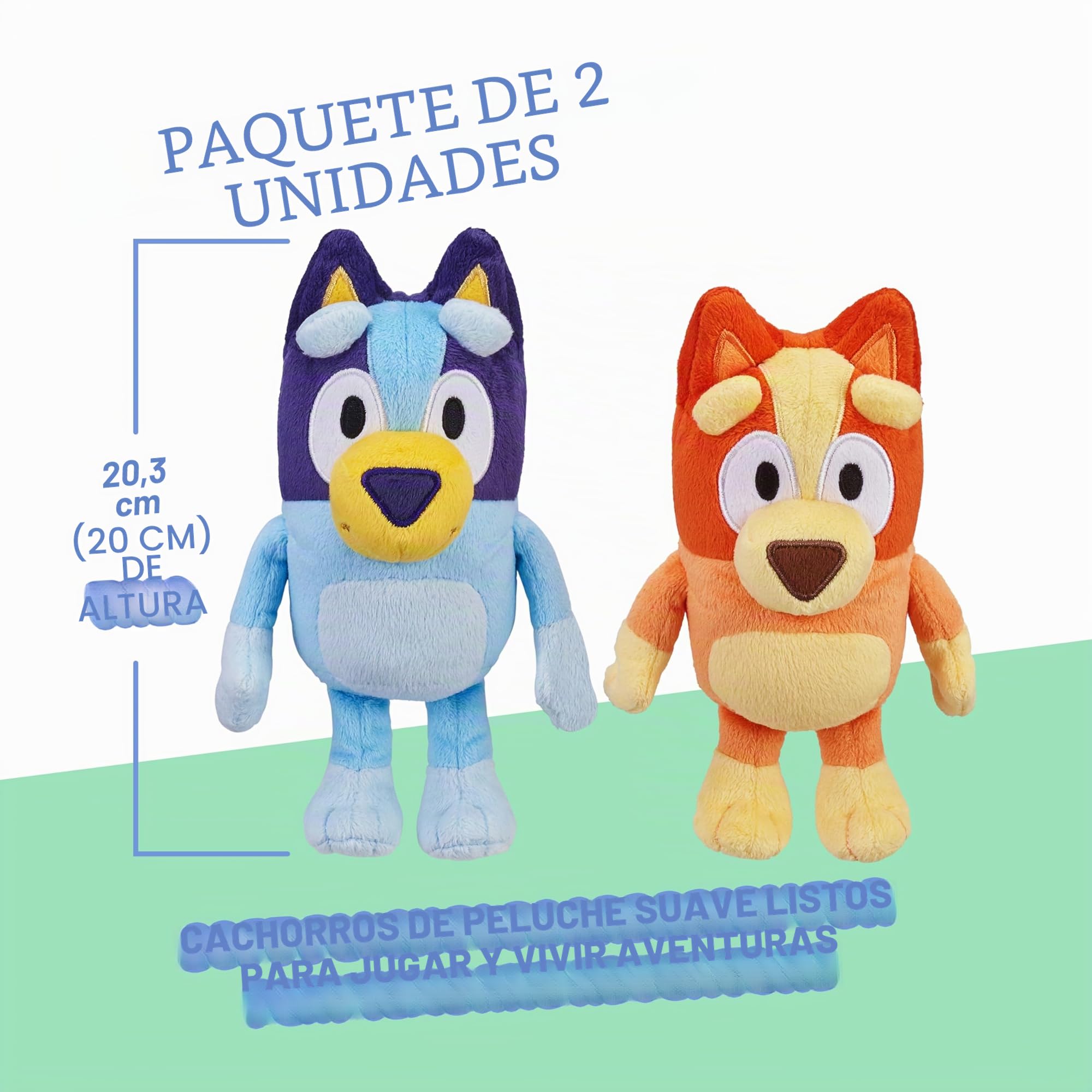 Bluey & Bingo - Paquete de 2 Peluches Oficiales de Peluche de 20 cm