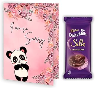 Sorry Card With Dairy Milk Silk Chocolate Combo- Sorry Gift For Friend/Wife/Girlfriend/Boyfriend/Girlfriend/Mother/ Father/Husband (Pink Sorry, Silk 60gm)