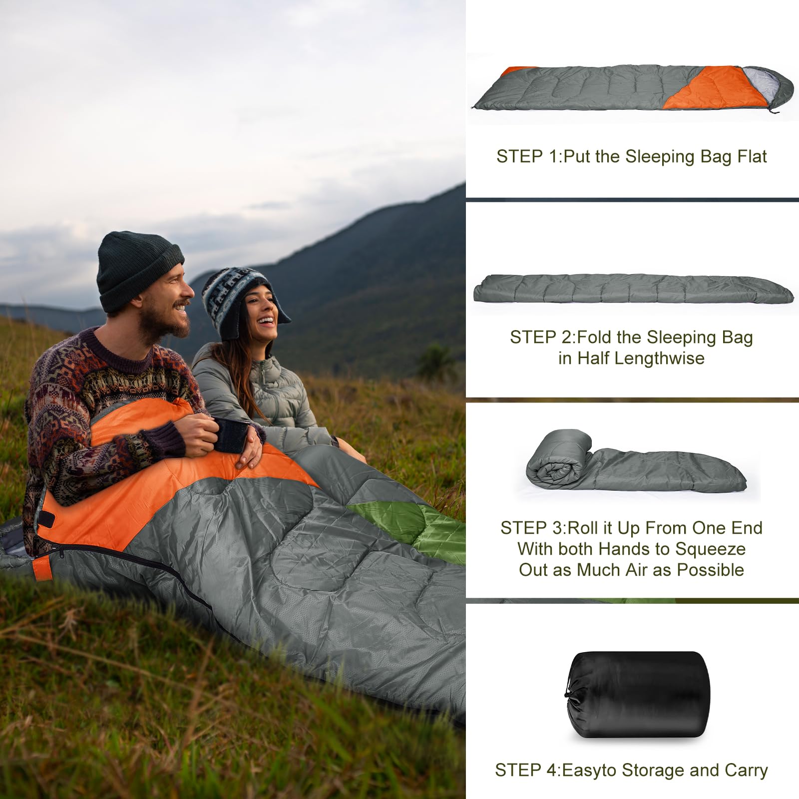 Yarmiene Sacco a Pelo-Sacco a Pelo 4 Stagioni-Adulti e Bambini, Sacco a pelo Compatto Ultraleggero per Campeggio ed Escursionismo,Sacco a Pelo da Campeggio Rettangolare Portatile