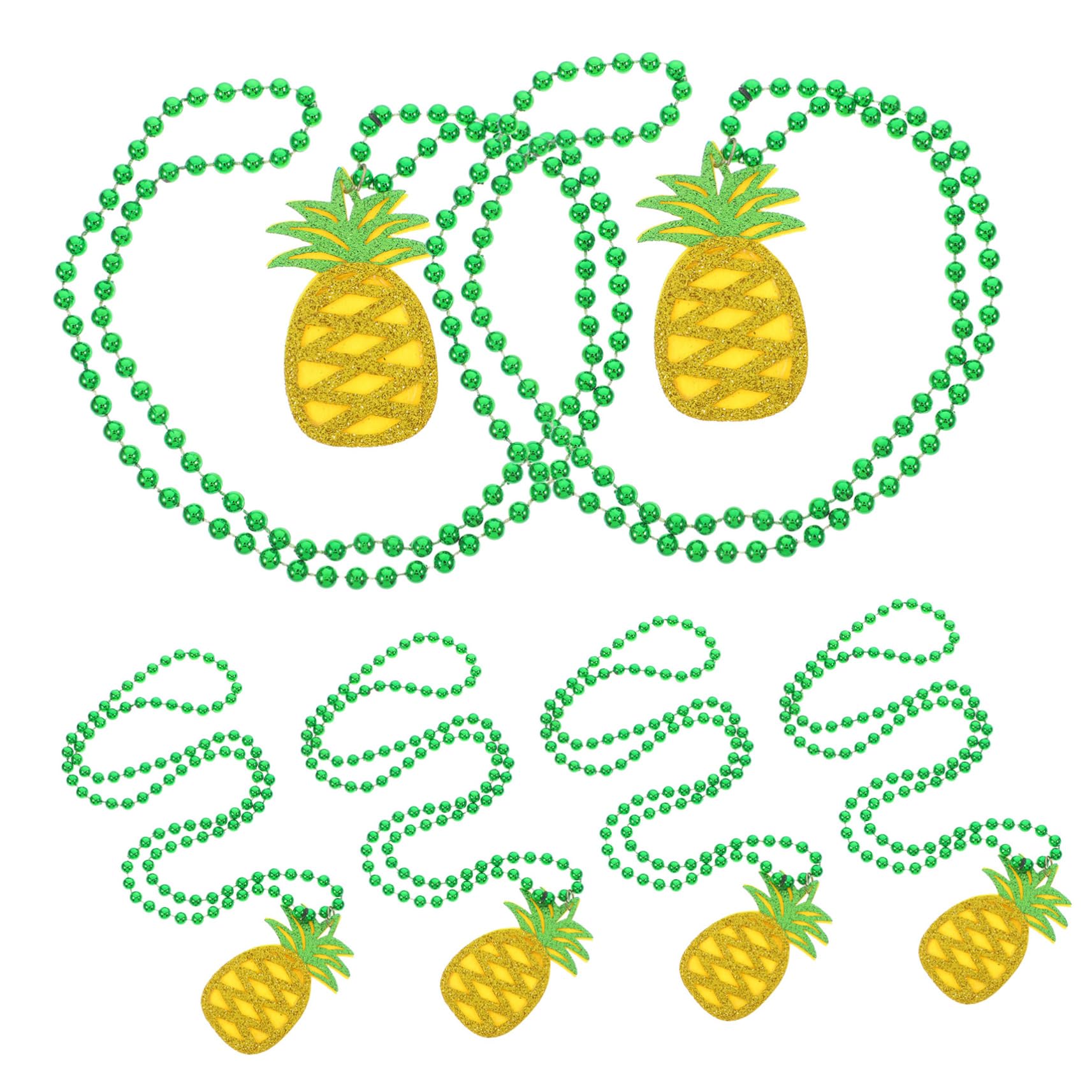 COLLBATH 6-pack Hawaiian Pineapple Necklace Set Tropical Party Decorations for Baby Shower More