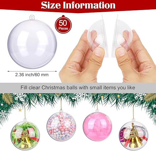 Miniatura 9 de ANVAVO 100 bolas de plástico transparente rellenables de 3.150 in para Navidad, manualidades, adornos transparentes, inastillables, adornos