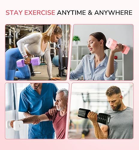 Miniatura 6 de Juego de mancuernas ajustables de 16 libras y 20 libras, juego de mancuernas para mujeres y hombres, pesas de mano, par de mancuernas para