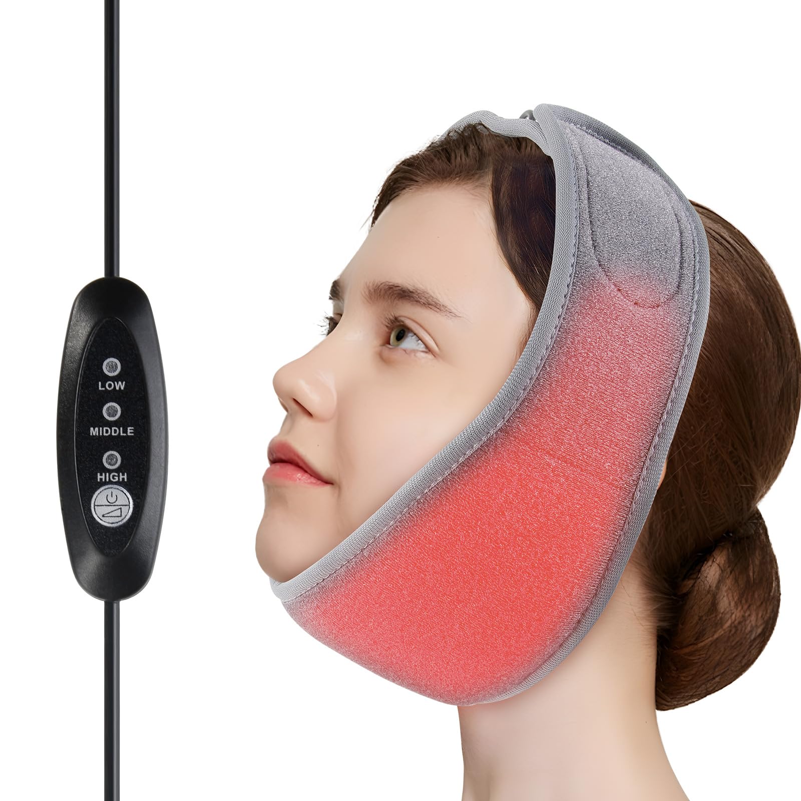 Face Heating Pad for TMJ Pain Relief, Wisdom Teeth Recovery, FSA HSA Eligible Heated Face Mask with 3 Adjustable Settings, USB Electric Wearable Heating Pad for Facial Surgery Jaw Chin Wisdom Teeth