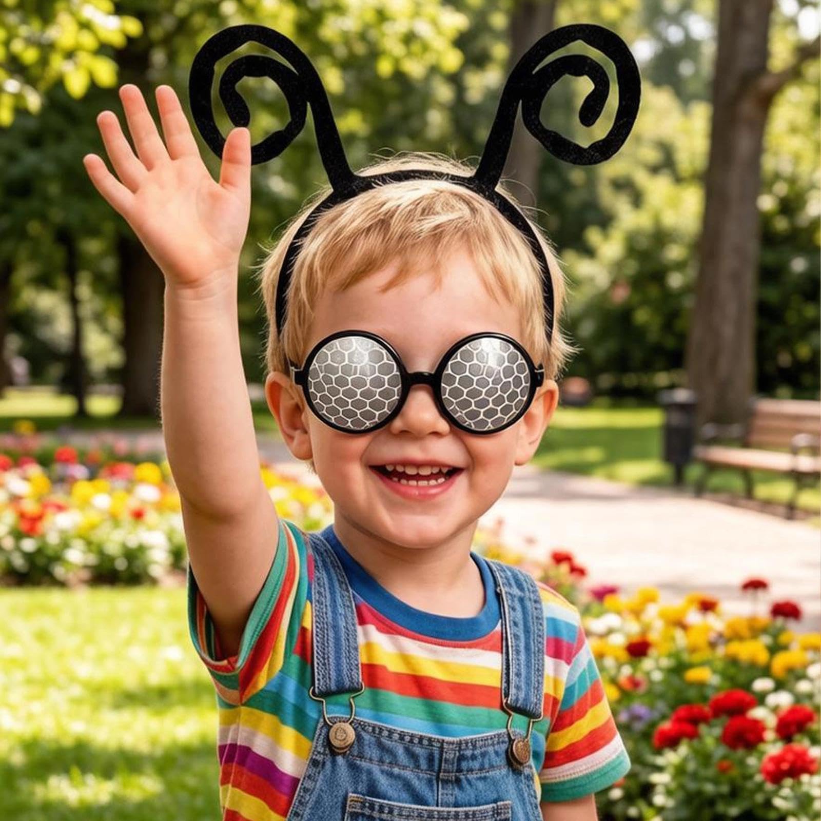 Juego de 2 diademas divertidas con antena de insectos + gafas de sol: incluye diademas temáticas de mariposas, abejas y alienígenas + gafas de sol novedosas. Adecuado para temporada de — view 6
