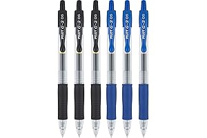 Pilot G2 Gel Rollerball Pens 05 Point Extra Fine Black and Blue Bundle (6 Count)