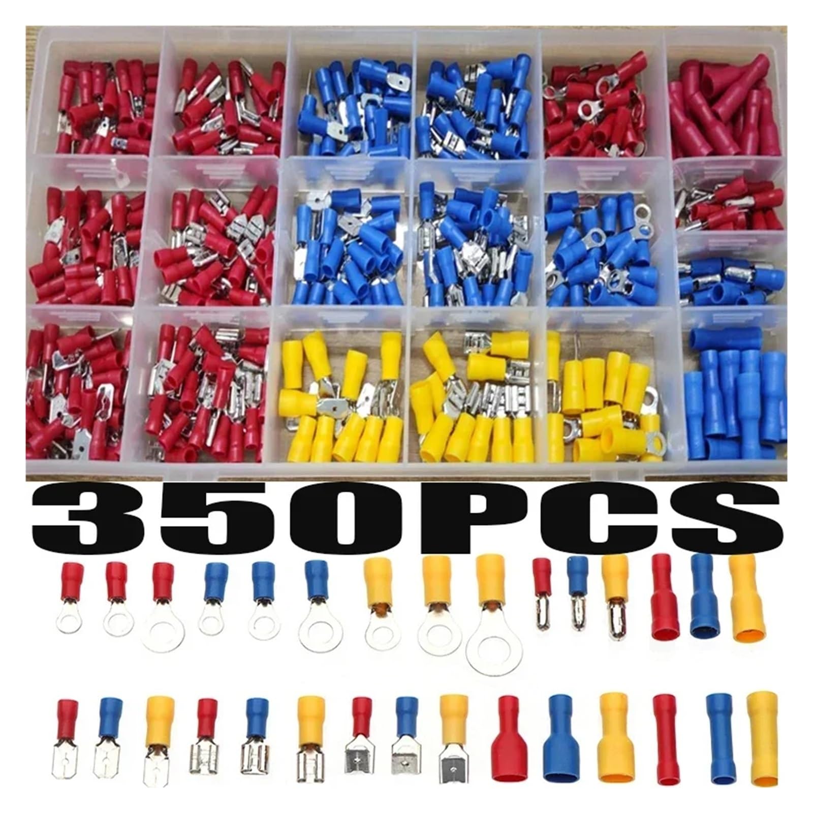 Kit de connecteurs de câbles isolés, 350 pièces, cosses à, cosses à Anneau, cosses roulées, Assortiment de cosses