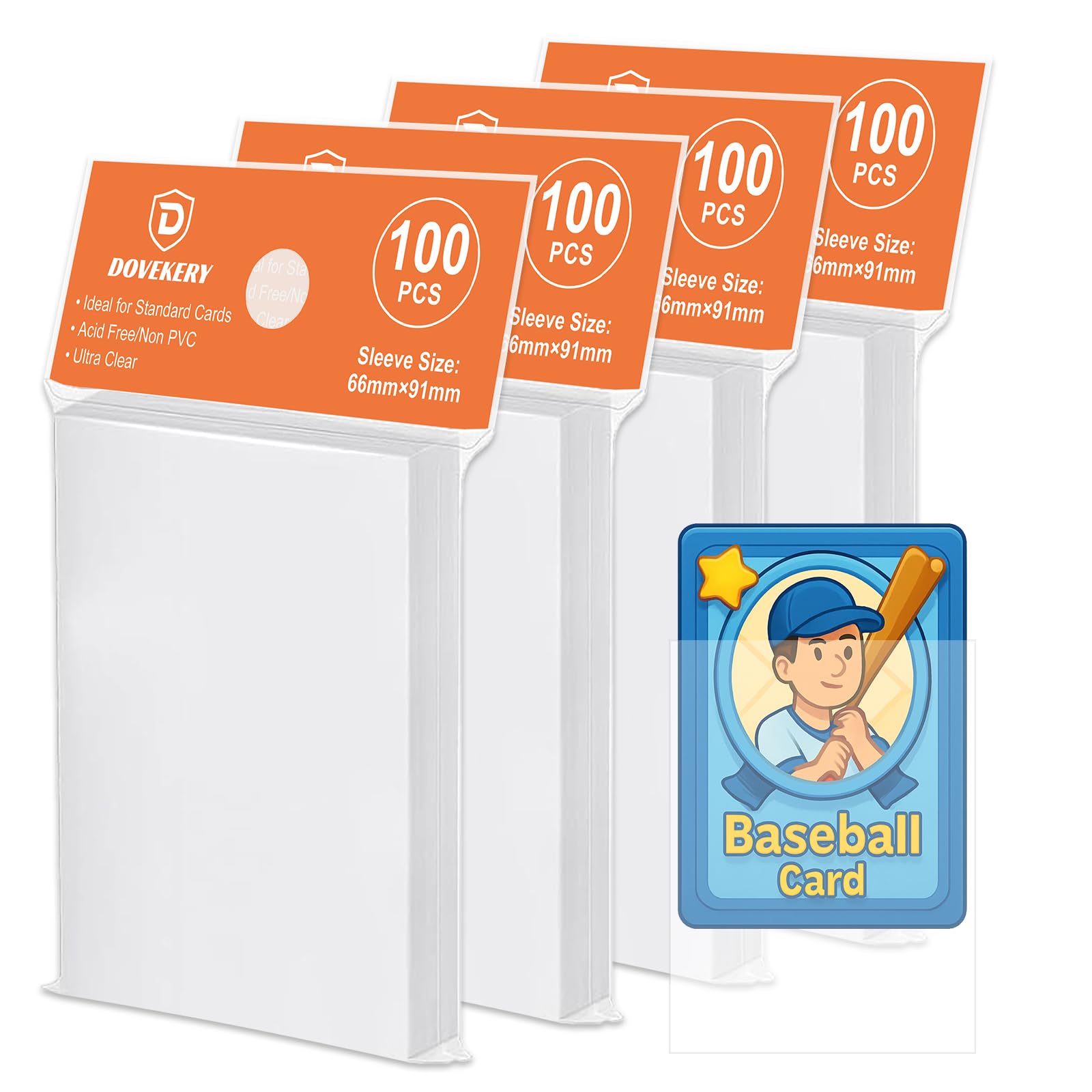 400 Pcs Card Sleeves, 66 x 91mm Clear Penny Sleeves for Trading Cards, Soft Plastic Card Protectors for MTG, TCG, Baseball, Football, Sports, Game Cards — image 1