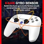 NBCP Game Controller for PS4 Wireless, Gamepad Joystick Controllers for PlayStation 4, 1200mAh Battery/Dual Motors/6-Axis Gyro/3.5mm Audio Jack/Hall Effect Sensor (White)