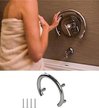 Invisia Accent Ring - Circular Grab Bar, Rust-Resistant Stainless Steel | ADA Compliant Designer Shower Safety Grab Bar, Supports up to 500 lbs. Elderly and Handicapped. Polished Chrome