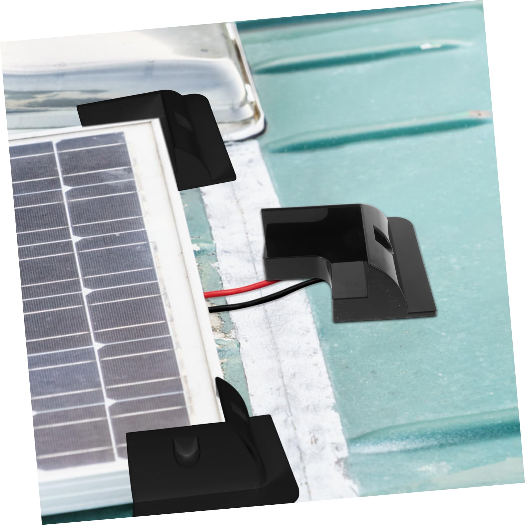 Soporte sin Taladro para Panel Solar de Montaje 4 Piezas Negro Abs