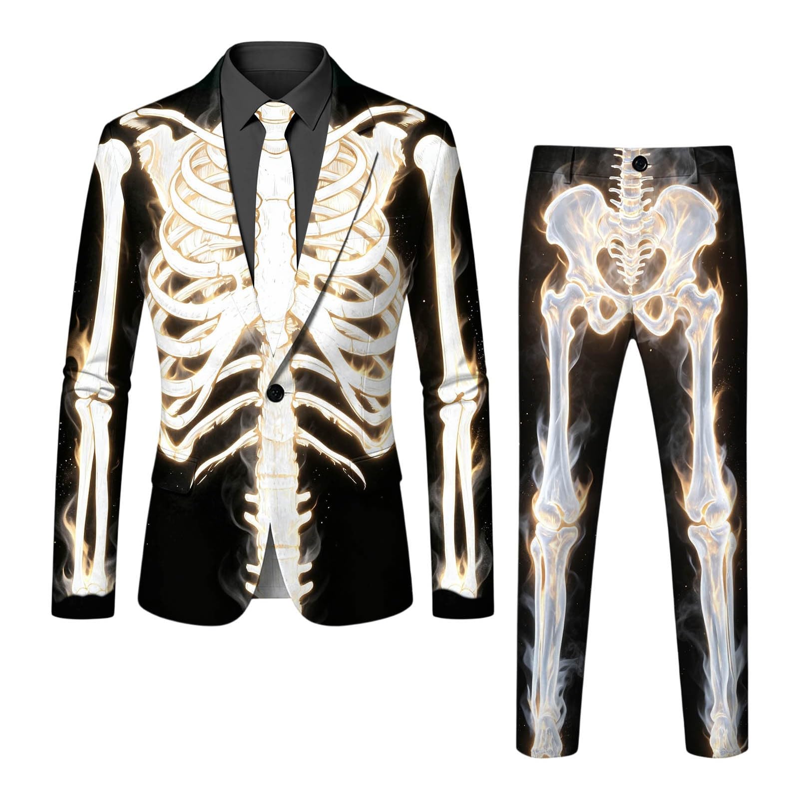 Conjunto de chándal de esqueleto de Halloween para hombre, 2 piezas