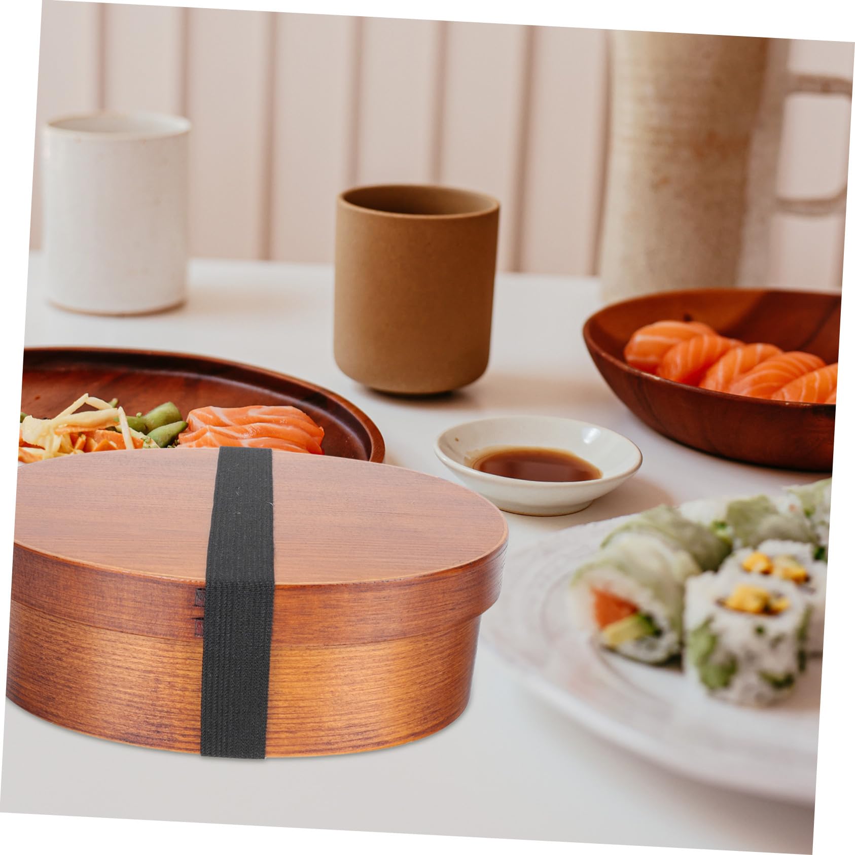 Boîte à Bento en Bois Portable Couvercle Scellé, Boîte à Lunch Japonaise