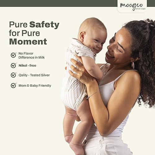 Miniatura 9 de Moogco The Original Silver Nursing Cups - Protectores de pezones para lactancia recién nacido, esenciales para la lactancia materna, imprescindibles