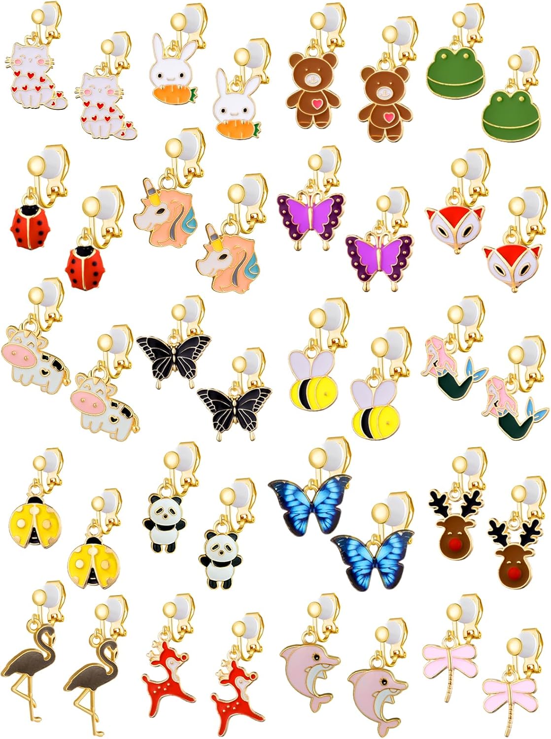 20Pairs Clip on Earrings for Girls Non-Pierced Earrings for Girls with No Ear Holes Clip-on Earrings Pack
