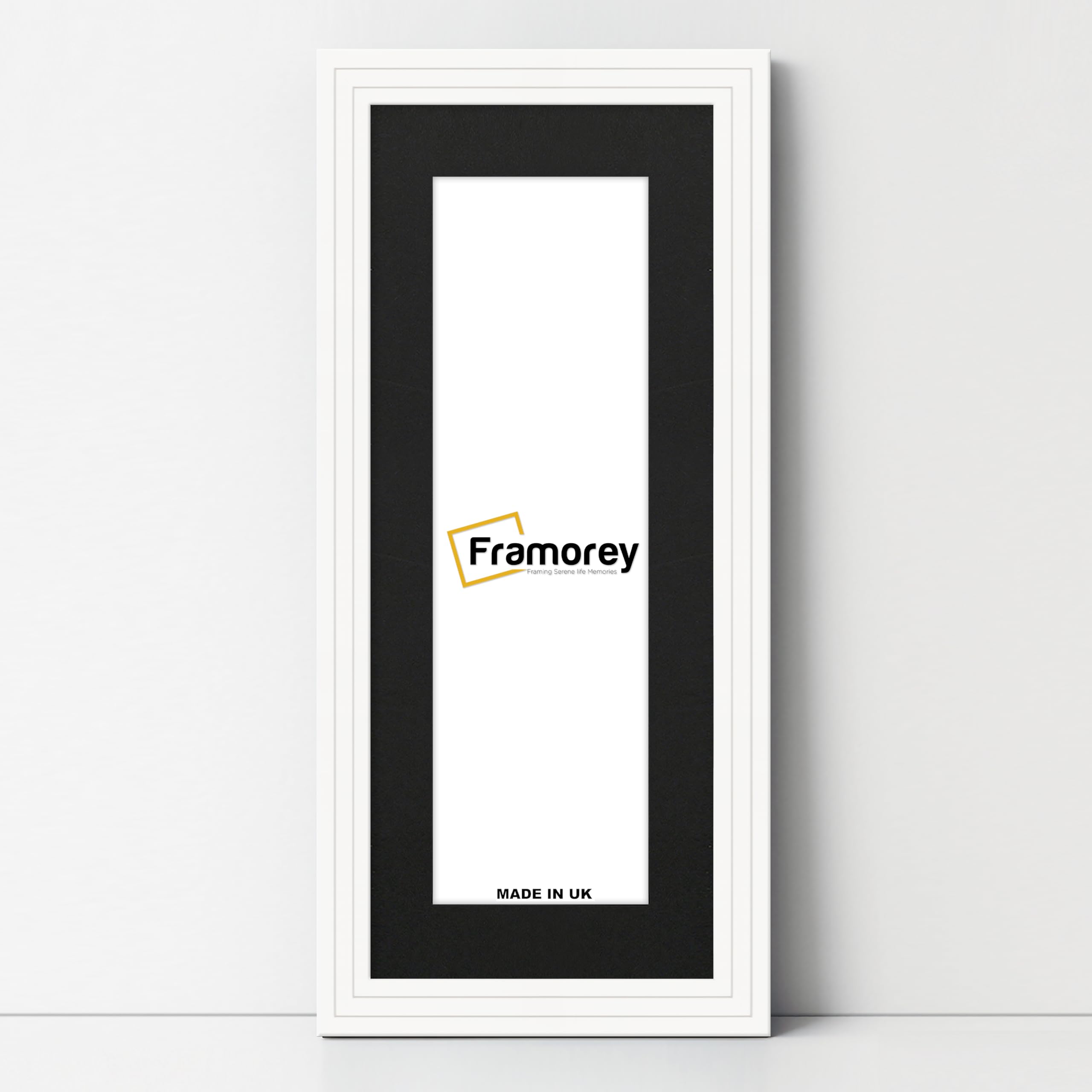 Framorey Framing Serene Life Memories Black With Black Mount Framorey Panorama Step Style Wooden Effect Picture Frame, 24X14" Size Black Photo Frame With 20X10" Size Black Mount, Photo Print Frames, Wall Hanging Poster Frame, Best Photo Frames For Living Room