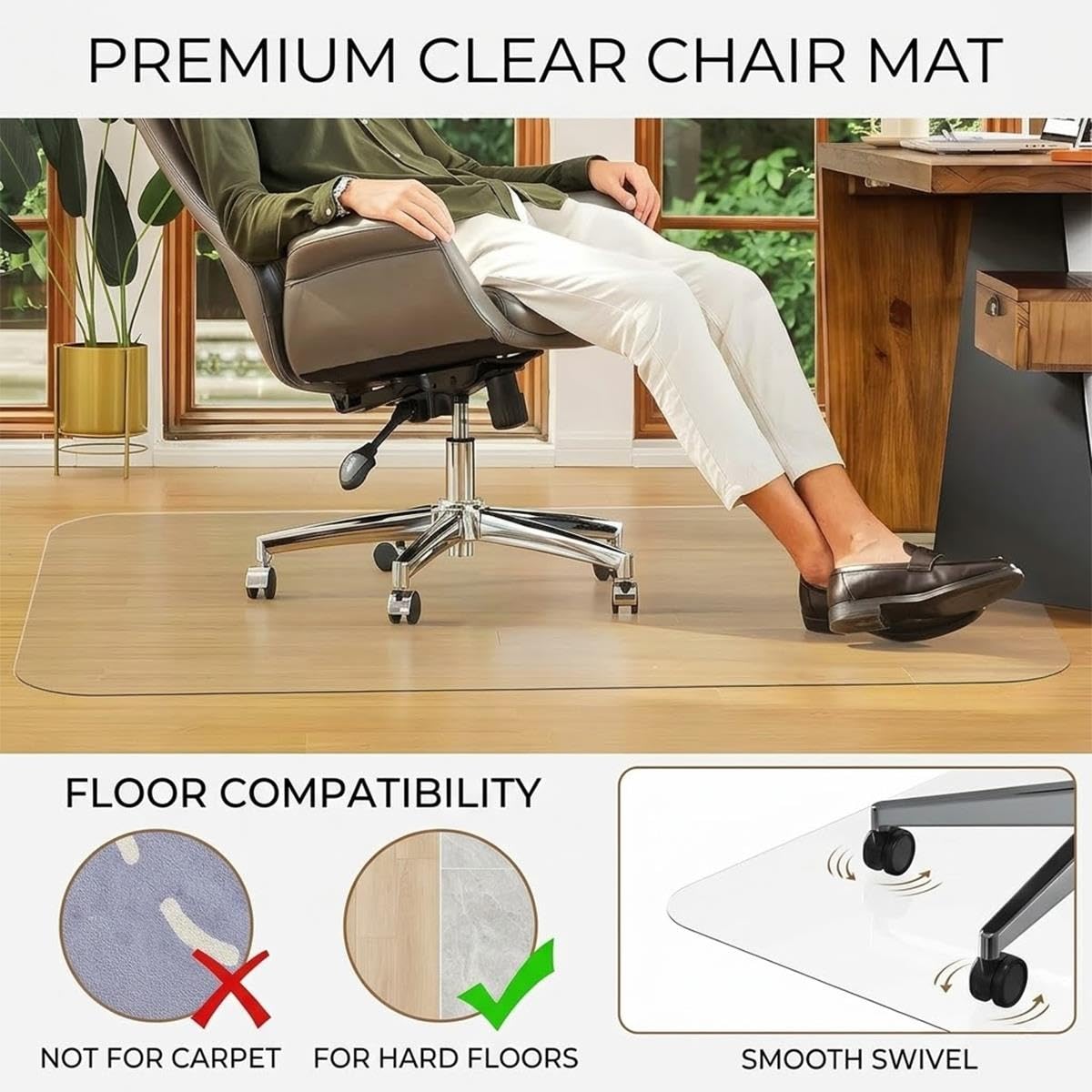 Protector Suelo Silla Ruedas Resistente, Suelo Transparente Antideslizante