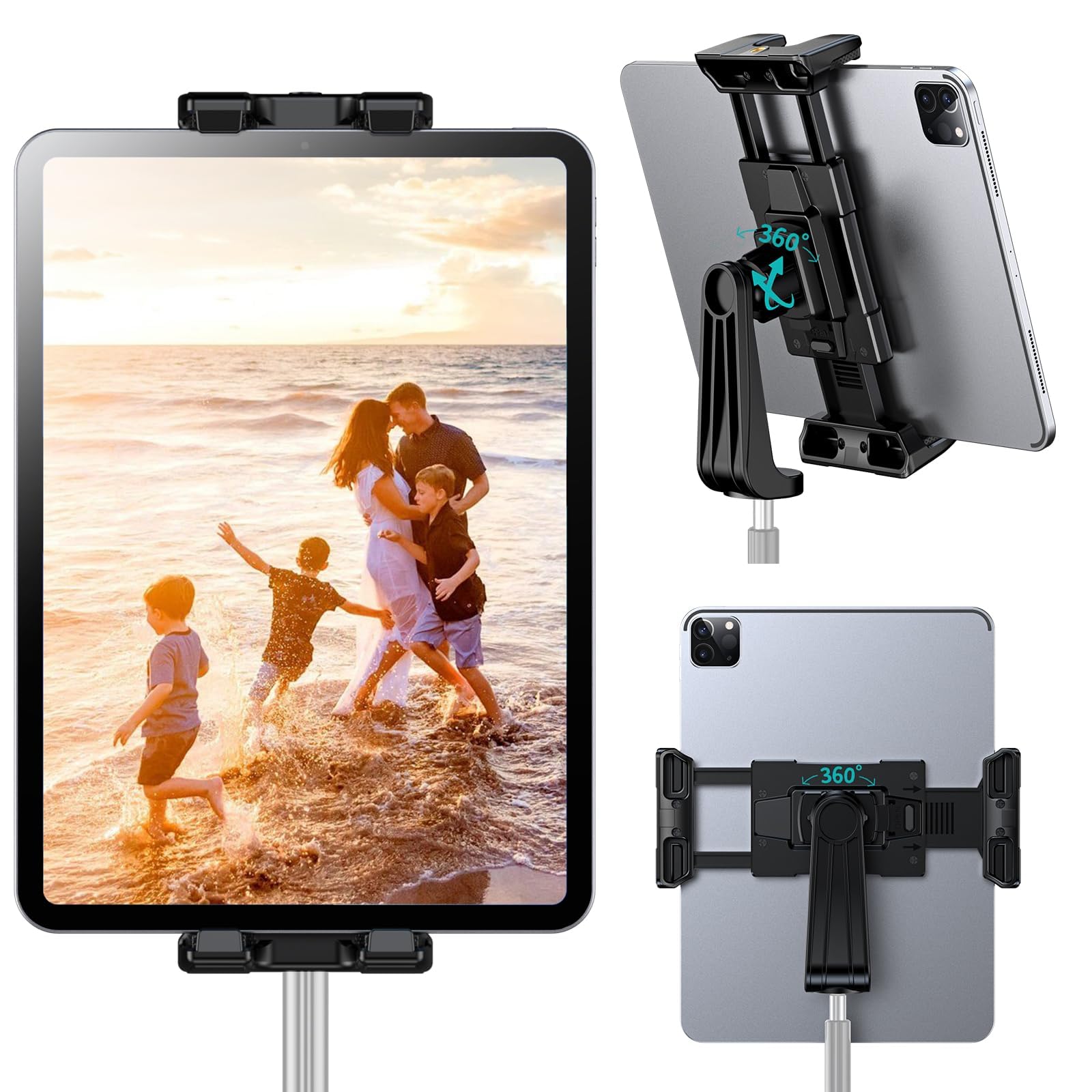 OHLPRO iPad Tripod Mount Adapter with Swivel Ball Head, Standard Screws 1/4 Hole, Tablet Holder for Tripod Clamp for 5-13'' Tablets and iPhone 16 15 Promax, iPad Pro 12.9, Air, Mini, Samsung