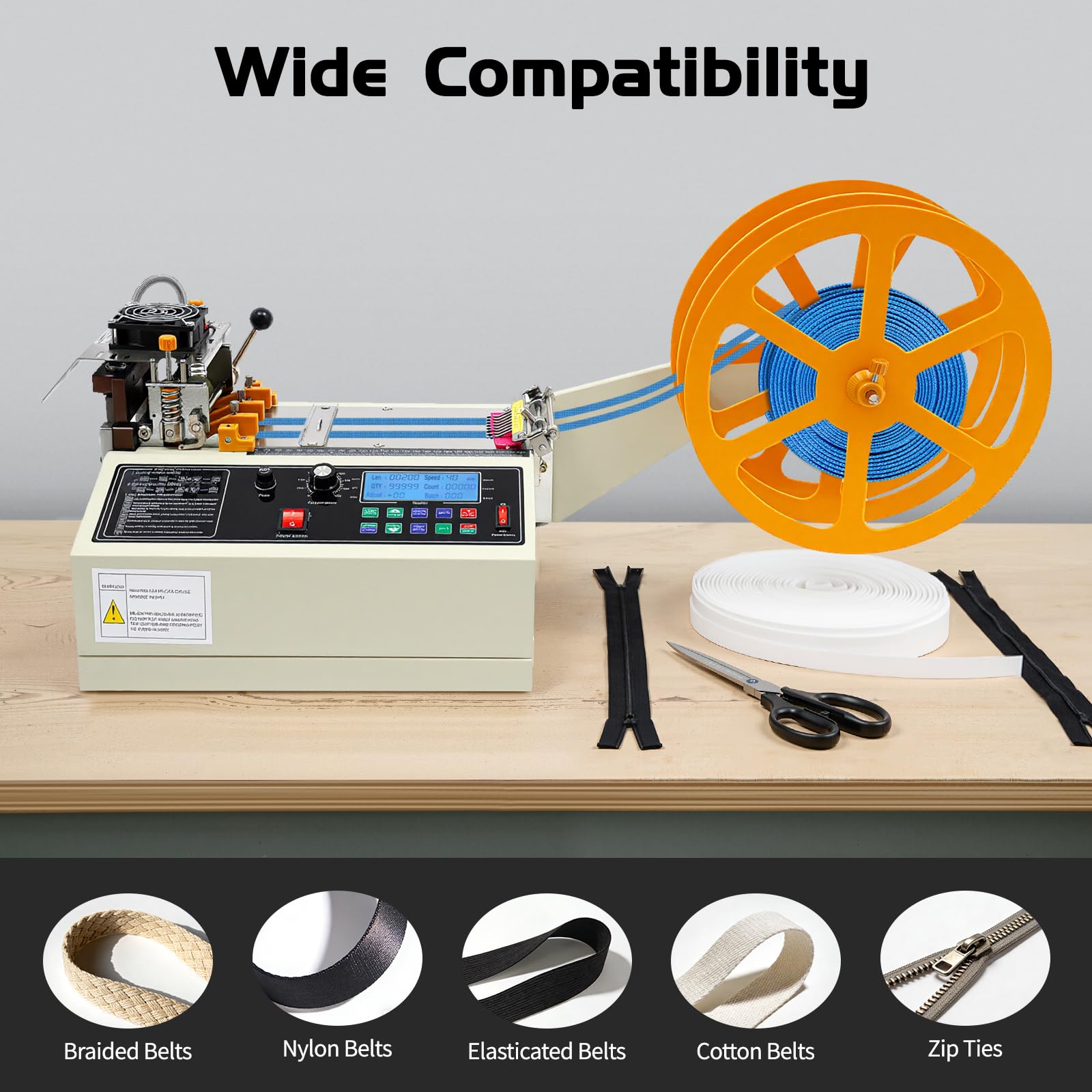 Macchina da taglio a nastro, taglio industriale automatico, acciaio inossidabile, 400 W, taglio caldo/freddo, per officina, fabbrica, artigianato, lcd, precisione 0,1 mm, larghezza 98 mm