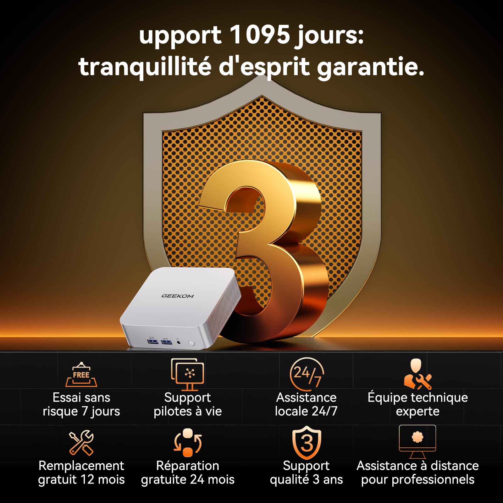 GEEKOM A7 Business Mini PC, AMD Ryzen 5 7535HS, 1To SSD, 16 Go DDR5 RAM