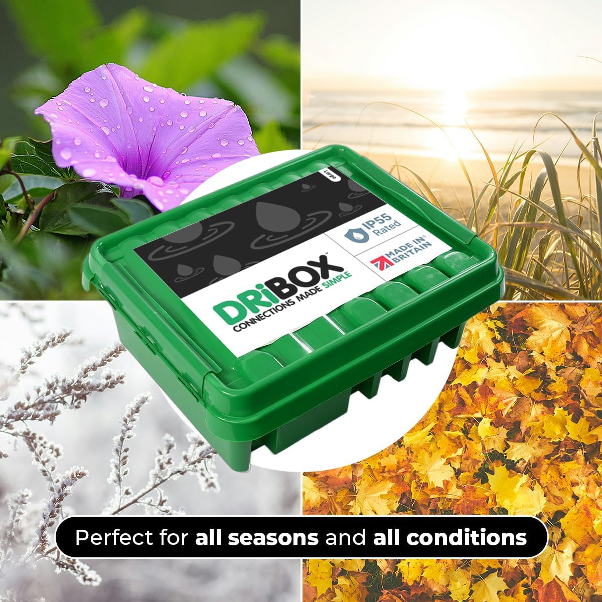 Small IP55 Weatherproof Outdoor Electrical Connection Box 25.5 x 14.1 x 10.2cm – Power Cord Enclosure for Christmas Lights, Timers, Extension Cables, Leads, Reels, Transformers (Small, Green)