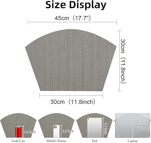 Miniatura 70 de SHACOS - Manteles individuales de PVC para mesas redondas, manteles individuales con curvatura, antideslizantes, resistentes al calor, de vinilo,
