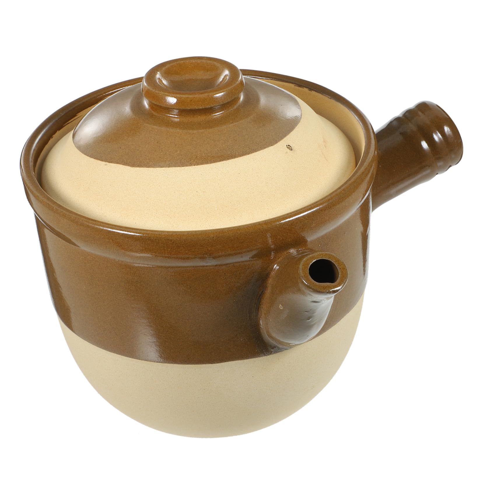 LALAFINA Traditioneller Chinesischer Auflauftopf mit Antihaftbeschichteter Oberfläche aus Ton 2l und Hitzebeständigem Griff für Suppen und Kochen Zuhause