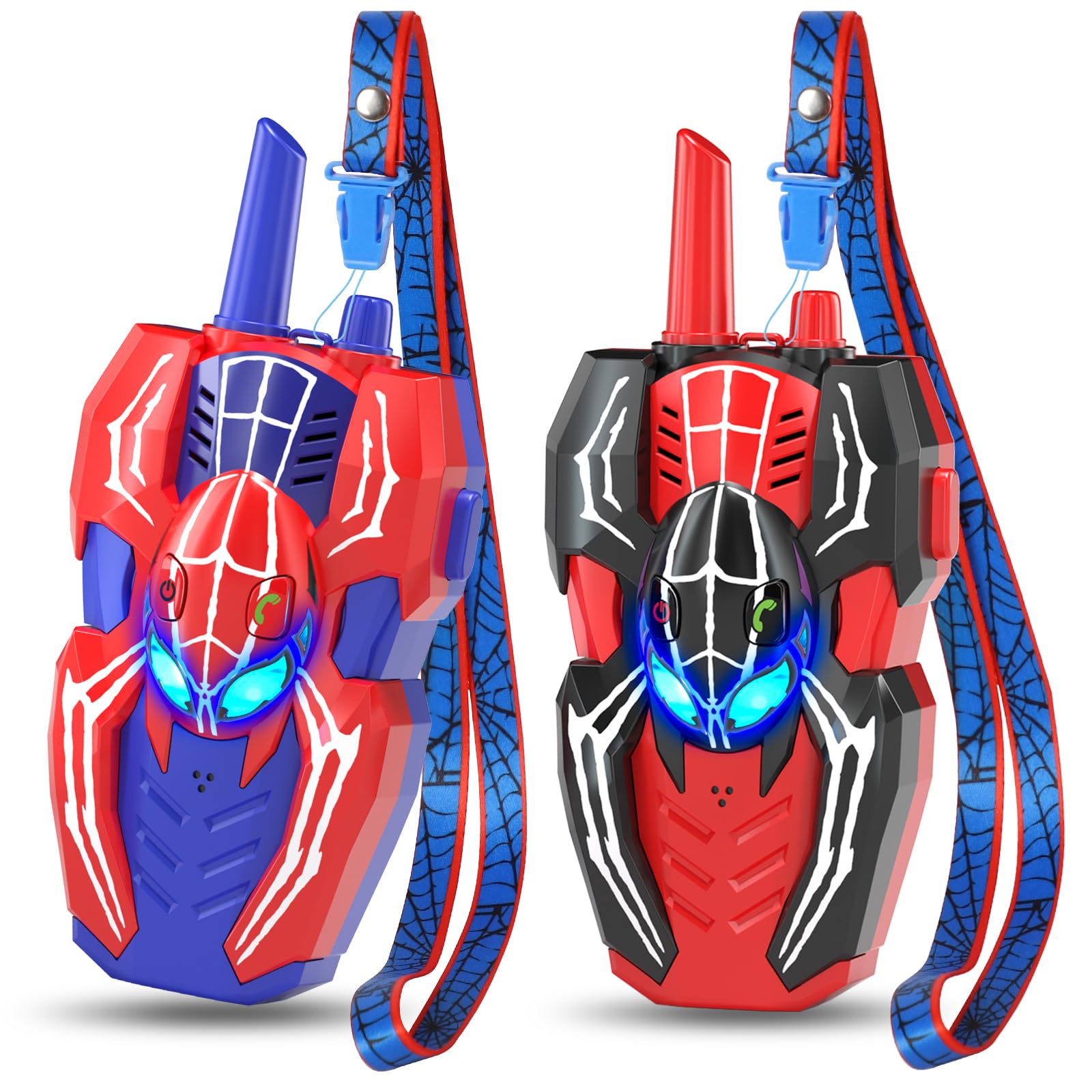 Walkie Talkies for Kids, Spider Toy for Boys, 2 Pack kids walky talkie 2 Way Radio Outdoor Toy, Camping Brithday Gift for 3-5, 3 4 5 6 7 8 Boy